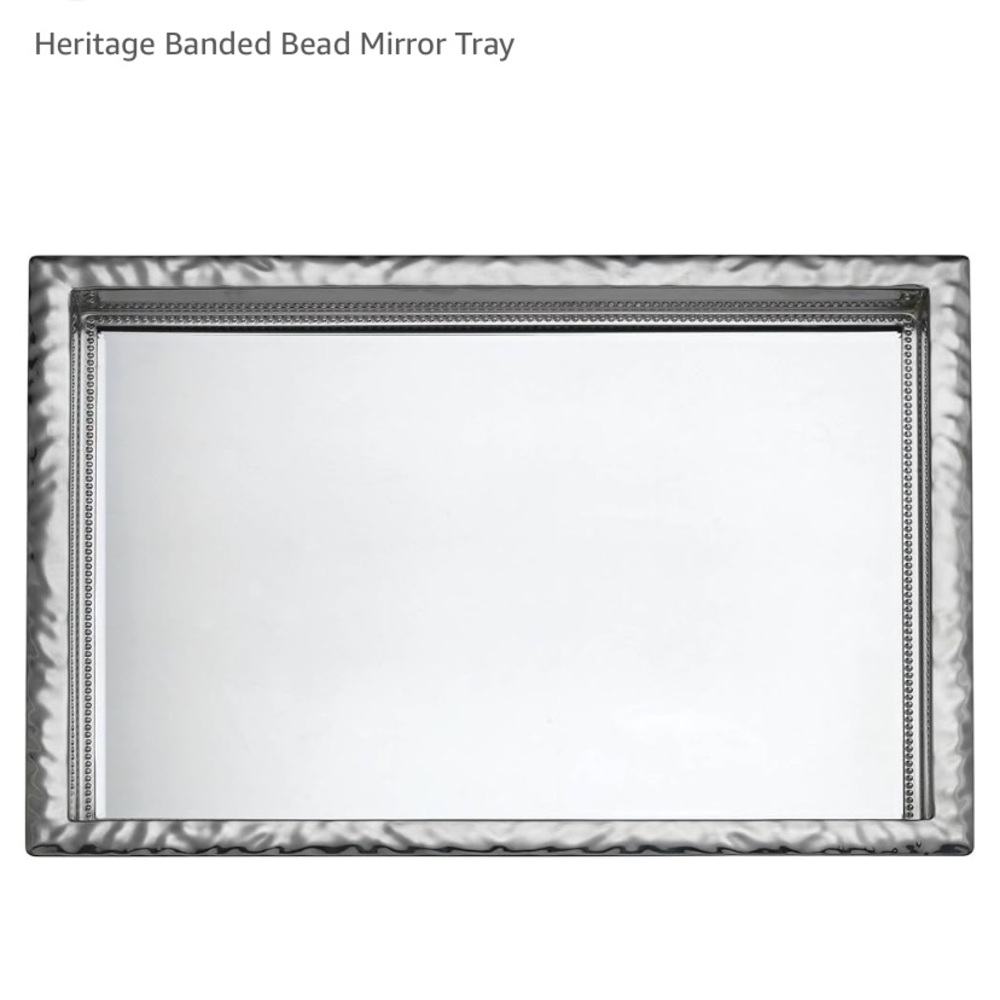 Reed & Barton Heritage Banded Bead Mirror Tray